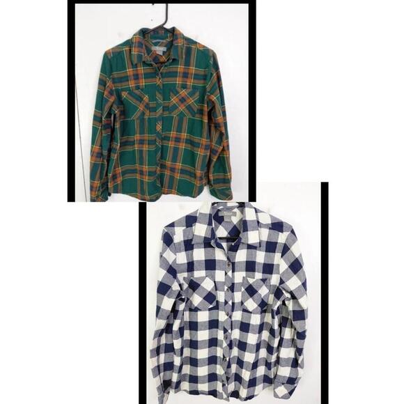 2 Natural Reflection Tops Womens Large Flannel Button Front Country Cabincore - Picture 1 of 15